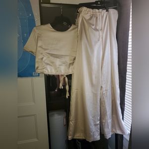 PrettyLittleThing Cream Satin Set